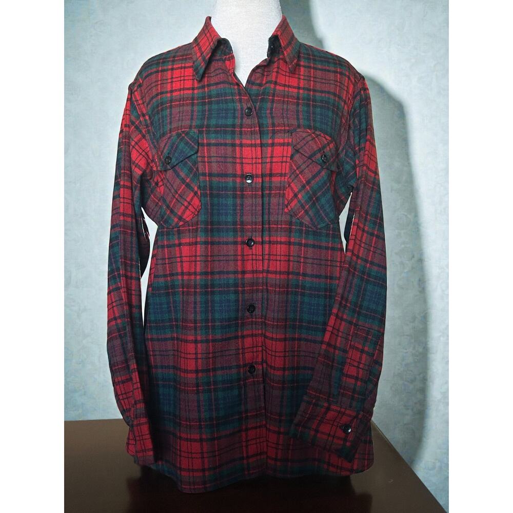 Vintage Woolrich The Woman Red & Green Plaid Button Flannel‎ Shirt Sz 18